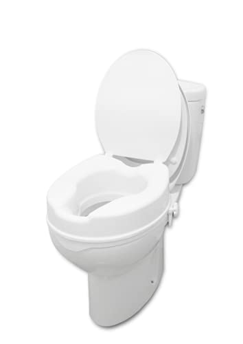 PEPE - Rehausseur WC Adulte 10 cm, Toilette Rehausseur de WC pour Personne Âgée, Siège Toilette Handicapé, Rehausseurs de Toilettes, Surelévateur WC, Rehausseur WC avec Couvercle