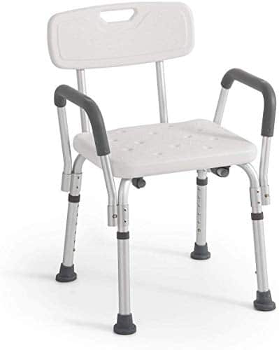 Chaise de douche avec dossier et accoudoirs amovibles
