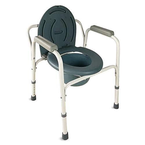 Mobiclinic, Chaise percée, Mod. Arroyo, Marque européenne, Chaise pot avec Couvercle, Hauteur réglable, Pieds antidérapants et Accoudoirs rembourrés, Acier chromé