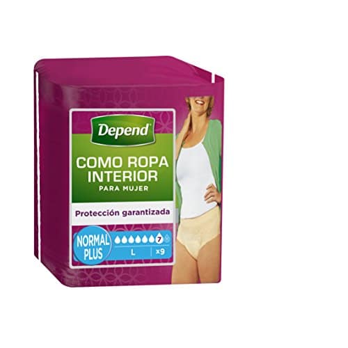 Depend Lot de 9 sous-vêtements absorbants pour femme Taille L