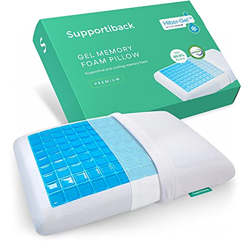 Supportiback Oreiller mémoire de Forme thérapeutique Confortable, dissipateur Thermique, Gel Frais, côtés réversibles, Housse hypoallergénique Lavable, conçu médicalement, soulage Nuque, Bas du Dos