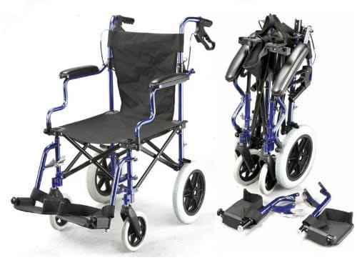 Léger deluxe pliant fauteuil roulant de voyage de transit dans un sac avec des freins à main ECTR04
