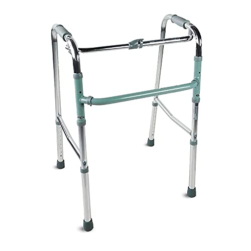 Mobiclinic, Déambulateur pliable personne âgés, Mod. Columna, Marque européenne, Cadre de marche étroit, Déambulateur sans roues réglable, Léger, Argenté, Aluminium