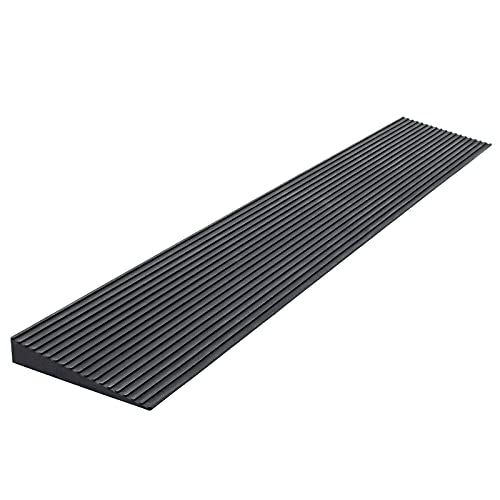 Wiltec Rampe d'accès de seuil – 900 x 80 x 8 mm – pour Fauteuil roulant & Déambulateur – en Caoutchouc solide – avec Surface antidérapante – Ajustable Découpage sur mesure