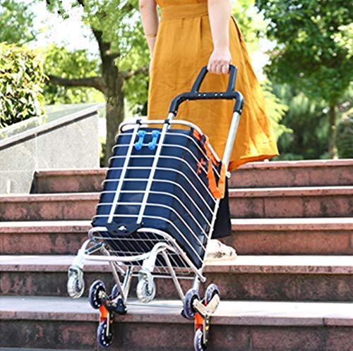 Chariot de Courses à 8 Roues avec Accoudoirs-Caddie d’Epicerie avec Sac Étanche Amovible Monte-escaliers en Structure en Alliage d'aluminium (40 x 45 x 105 cm)