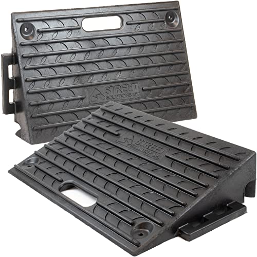 Ensemble de 2 Rampe en Caoutchouc Robuste, Hauteur 10 cm, Trottoirs, Voitures, Camping-Cars, Camions, Accès, Vélos, Motos, Chiens, Fauteuils Roulants