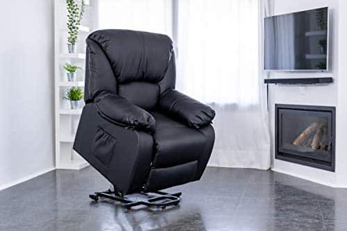 ECODE Fauteuil de Massage Releveur Chamonix, Fauteuil Elévateur électrique 160º, Fonction de chauffage, Programmes automatiques, Massage ondulant, A ++, ECO-8590UP N (Noir)