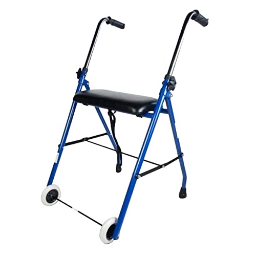 Mobiclinic, Model Emérita, Déambulateur pour personnes âgées, Réglable, Pliable, Robuste, Marque Européenne, Acier, Poignées ergonomiques, Léger, Avec Siège et 2 Roues, Bleu