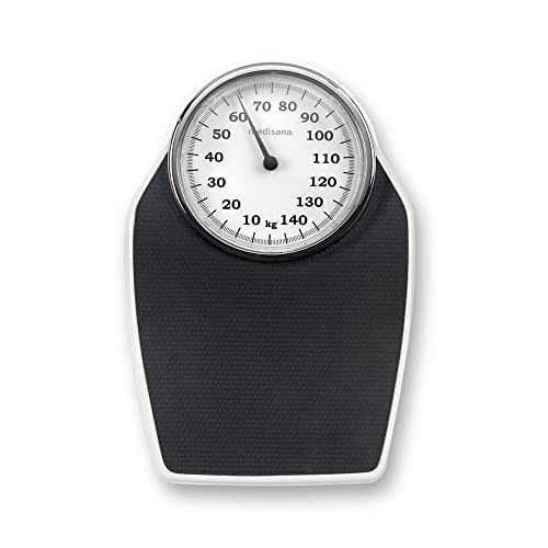 medisana PSD pèse-personne mécanique jusqu'à 150 kg, pèse-personne analogique, rétro de conception classique et grande échelle dans un emballage sans frustration et un couvercle en verre renforcé