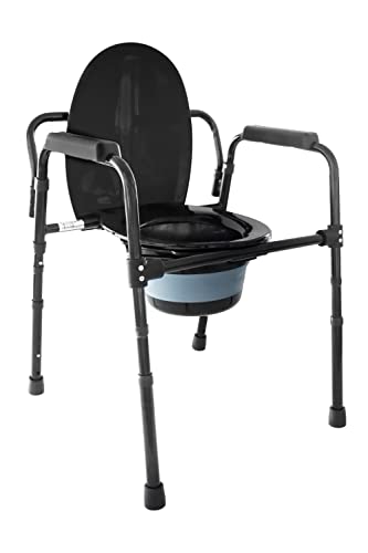 PEPE Mobility - Chaise Percée Toilette, Pot de Chambre Adulte, Cadre de Sécurité WC, Accoudoir Personne Âgée, Ajustable, Handicapé, Noir