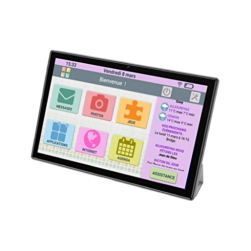 FACILOTAB - Tablette Senior - Simple Intuitive et sans Abonnement - Idéale pour Personne Âgée - Modèle Facilotab L Rubis - 10,1" 64 Go Noir WiFi 4G