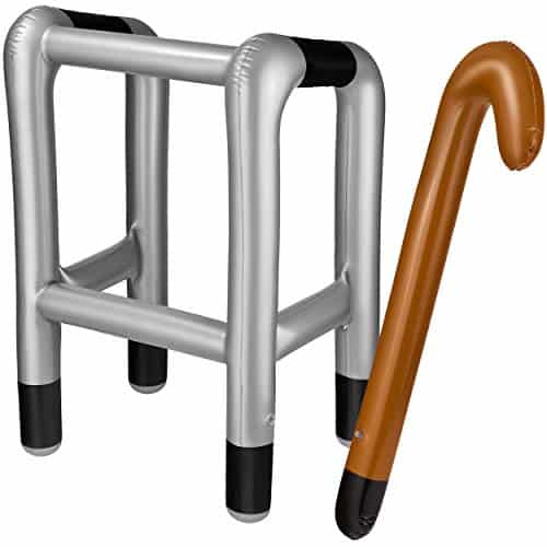 Balinco Déambulateur gonflable + canne de marche / canne gonflable – Le kit parfait pour votre costume comme grand-mère ou grand-père pour le carnaval ou comme gag d'anniversaire