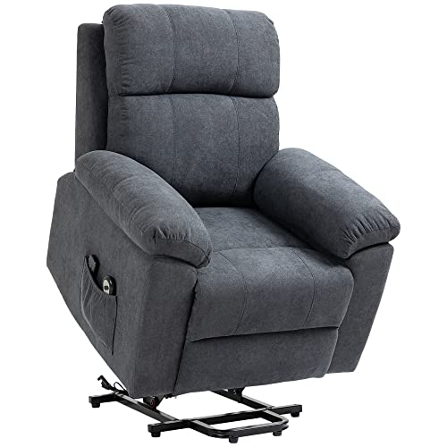 HOMCOM Fauteuil releveur électrique Fauteuil massant inclinable avec Repose-Pied télécommande revêtement synthétique Tissu | Gris