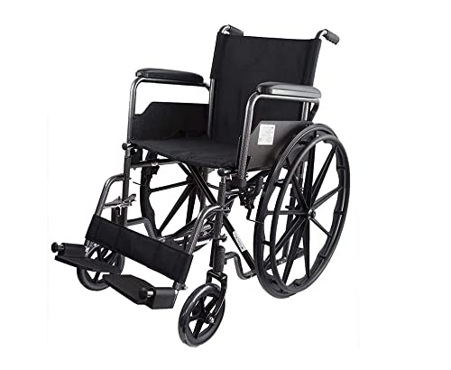 Mobiclinic, Fauteuil roulant pliable, S220, Roulettes à dégagement rapide avec bouton, Marque européenne, Siège 46cm, Reposepieds pliants, Accoudoirs pliables, Poignée de frein, Résistant, Noir