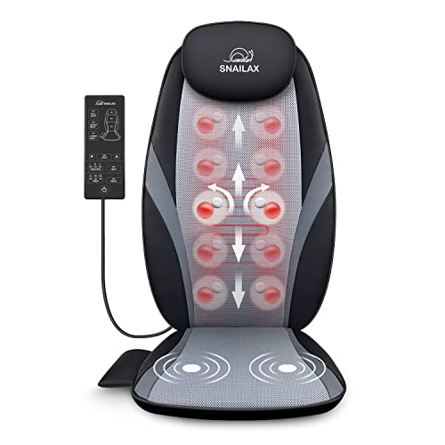 Snailax Siège Massant Shiatsu Massage du Dos Chauffant Fauteuil Relaxation Pétrissage Roulement pour Domicile Bureau Coussin de massage