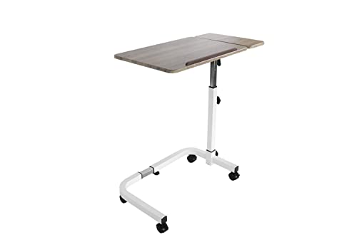 KMINA Table de Lit a Roulette Médical, Hôpital, Tablette Réglable, Appoint en Forme de C, Manger, Handicapés