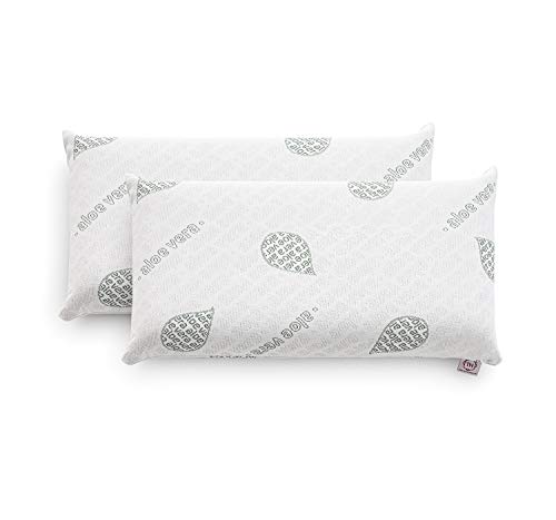 TEXTIL-HOME Lot de 2 Oreillers Mémoire de Forme 70 cm – Mousse Viscoélastique Ergonomique avec Tissu Aloe Vera et Housse à Double Fermeture Éclair, Adaptatif et Thermorégulé