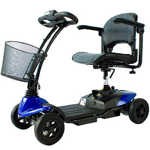 Scooter électrique pour Seniors | 4 Roues | Compact et démontable | Auton. 10 km | 12V | Bleu | Virgo | Mobiclinic