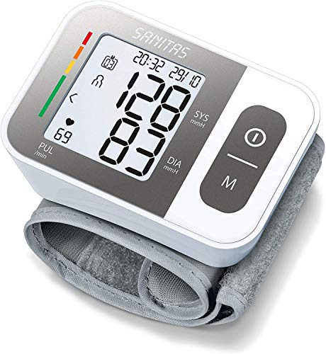 Sanitas SBC 15 Tensiomètre au poignet, mesure entièrement automatique de la pression artérielle et du pouls, fonction d'avertissement en cas de troubles du rythme cardiaque