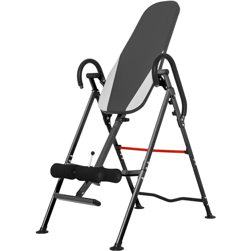 GORILLA SPORTS® Table d'inversion - Verticale Complète 180°, Pliable, Réglable, Jusqu'à 110kg - Banc d'inversion, Banc d'Etirement, Gravité Entraîneur, Pour Soulager les Douleurs du Dos et du Cou, Gym