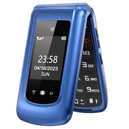 GSM Téléphone Portable Senior Clapet Débloqué avec Grandes Touches,Big Volume Bouton SOS,Basique Telephone Mobile pour Personne Agée (Bleu)