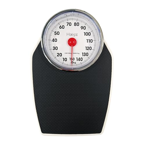 Balance Pèse Personne Mécanique avec Grand Plateau Antidérapant, Aiguille Rouge Facile à Lire, Design Rétro, Capacité 150 kg, Balance Fiable et Précise pour la Salle de Bain