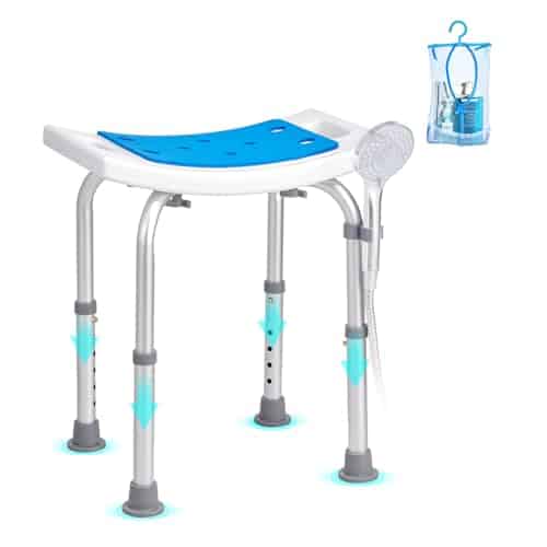 VEVOR Siège de Douche Antidérapant Hauteur Réglable 360-490 mm Tabouret de Douche Charge 158,8 kg Chaise de Douche en Alu et PE Aide à la Douche pour Personnes Âgées Femmes Enceintes Salle de Bain