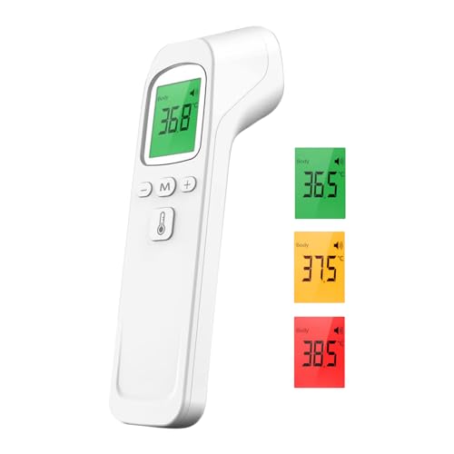Thermomètre frontal pour bébés, enfants et adultes, thermomètre numérique sans contact avec écran LCD infrarouge, thermomètre de température corporelle avec lectures instantanées et précises (Blanc)