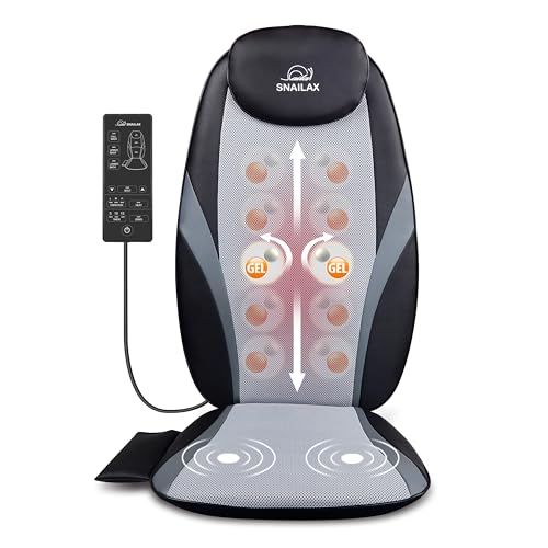 Snailax Masseur De Dos Shiatsu avec Chaleur - Nœuds De Massage en Gel, Massage en Profondeur Coussin De Massage De Siège Massant pour Maison&Bureau, Cadeau Homme Femme Noël Visiter la Boutique