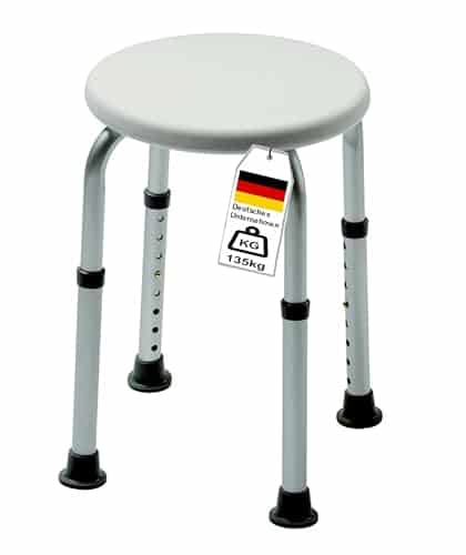 Izzy Tabouret de Douche Rond pour Seniors, réglable en Hauteur certifié en 581-1:2006/-2:2009 en 1022:2005 (Tabouret de Bain Rond)