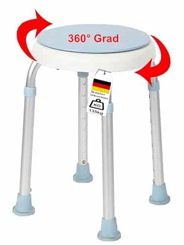 Izzy Tabouret de Douche Rond Rotatif à 360 degrés, capacité de Charge testée EN12182 et EN12520, siège de Douche, Chaise de Douche, siège de Salle de Bain antidérapant, 135 kg (Tabouret de Bain 360)