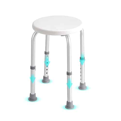 VEVOR Siège de Douche Antidérapant Charge 136,1 kg Tabouret de Douche Hauteur Réglable 355-480 mm Chaise de Douche en Alu et PE Aide à la Douche pour Personnes Âgées Femmes Enceintes Salle de Bain