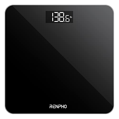 RENPHO Balance Pese Personne Électronique, Pese Personnes de Haute Précision avec Affichage par LED, Design Fin, poids Max. 180 kg, Précision de 50 g, Noir
