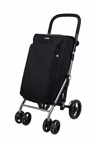 Carlett - Chariot de Courses, Chariot Pliant pour Supermarché, avec 4 Roues et Une Grande Capacité 25kg, Sac Principal 48L, Sac Thermique 10L et Tissu Imperméable - Couleur Noir