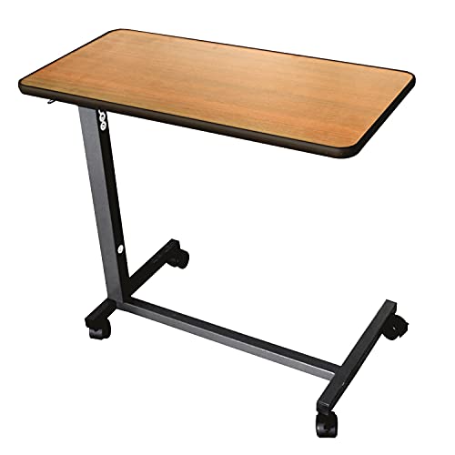 Identités Table de Lit Simplex - Plateau Fixe pour Personnes Alitées, À Roulettes avec Freins, Réglage Facile - Idéal pour Lit et Fauteuil, Plateau 76,3 x 38,3 cm