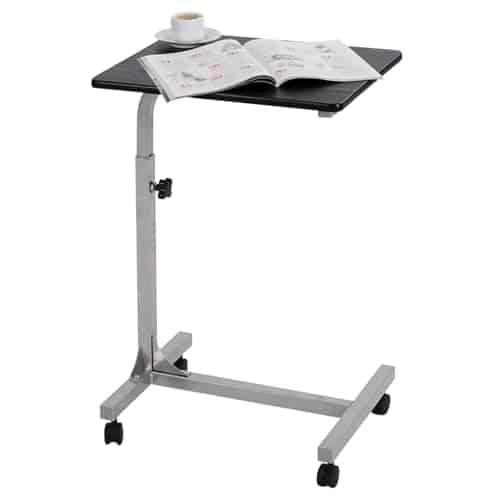 MEUBLE COSY Table de Lit pour Ordinateur Portable Hauteur Réglable Bout de canapé avec 4 roulettes Verrouillables Support PC pour Salon Bureau Chambre Bureau , Métal, Noir, 48x37x67 cm