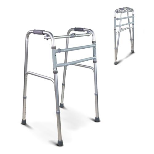 Mobiclinic®, Déambulateur Pliable, Réglable en Hauteur, Mezquita, Cadre de Marche Étroit, sans Roues, Embouts Antidérapants, Léger, Aluminium