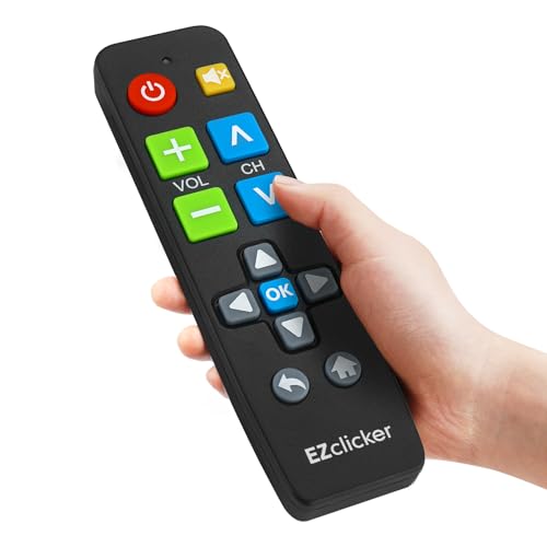 EZclicker Télécommande TV Universelle à Grands Boutons – Compatible avec Les téléviseurs Samsung (Noir), Simple et Facile à Utiliser (2 Piles AAA Non incluses)