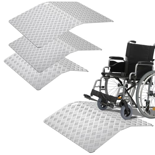 LZQ Rampe de seuil de porte, pour fauteuil roulant, en aluminium, antidérapante, avec poignées, capacité de charge 270 kg (100 x 70 x 10 cm)