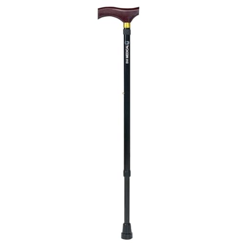 Canne réglable en hauteur - Bm Médical C-10-N - avec une poignée en bois durable et lisse