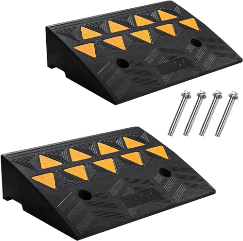 VEVOR Rampe de Seuil Hauteur 12,7 cm 2PCS Rampes Trottoir Caoutchouc Capacité Charge 15 tonnes Rampe Accès Fauteuil Roulant avec Structure Grillagée Stable pour Passage Voitures Motos 48,3x33x12,7 cm