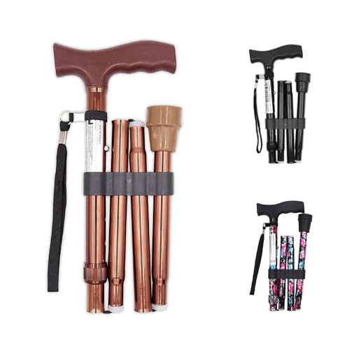 PEPE Mobility Canne de Marche Pliable pour Personnes Âgées, Extensible, Réglable Hauteur,Aluminium (Bronze)