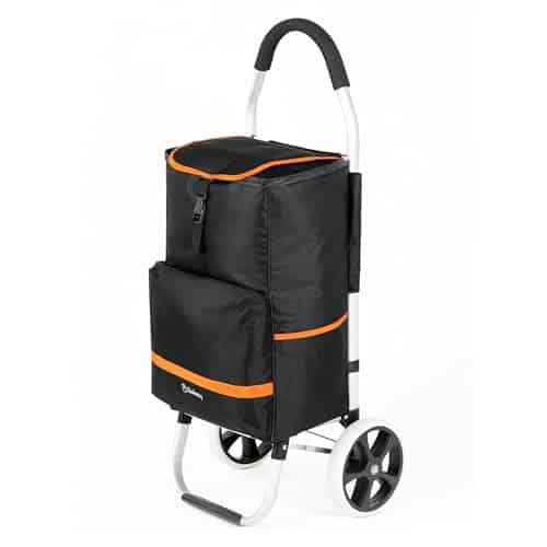 Eskey Caddie de Courses avec Compartiment Isotherme - Pliable - Chariot de Courses - Étanche - 50L - Réflecteurs