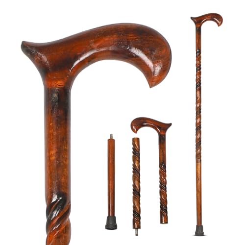 KSJONE Cannes en bois pour hommes, 3 cannes en bois pliables, pour femmes, bâtons de marche uniques, bâtons de marche ergonomiques pour personnes âgées, pointe antidérapante pour la sécurité
