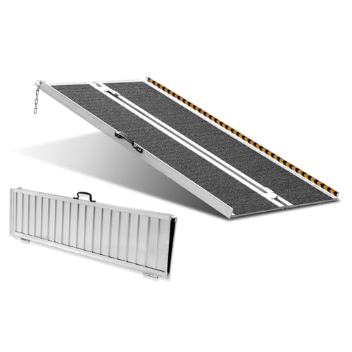 VEVOR Rampe pour fauteuil roulant, capacité 363 kg, rampe de seuil pliante portative en aluminium antidérapant 121,92 cm pour scooter, personnes handicapés, marches, maison, escaliers, portes, bordure