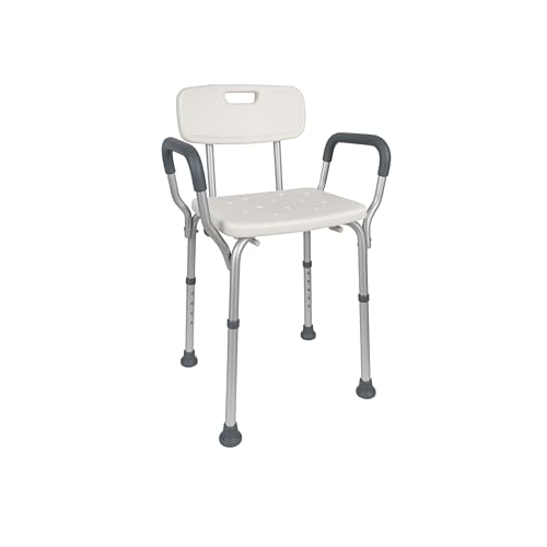 Mobiclinic, Tabouret de Douche, Siège, Léger, Puerto, Aide à la Toilette, Réglable en Hauteur, Máx. 100 Kg, Dossier et Accoudoirs, Blanc