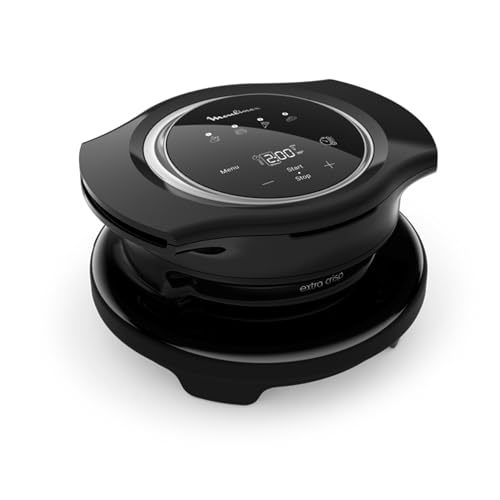 Moulinex Extra Crisp Cookeo, Couvercle air fryer, Recettes croustillantes, Cuisson sans huile, 4 programmes, Température réglable, Compatible avec les Cookeo 6 L, Noir EZ150800
