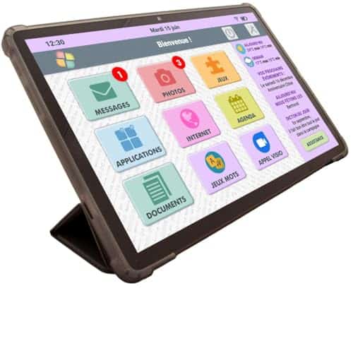 FACILOTAB Classic - Tablette Senior - Simple et Intuitive, Idéal pour Personne Âgée - Grand Ecran Tactile Adapté - Camera Avant et Arrière - Connexion WiFi - Modèle T60-128Go - Android 14