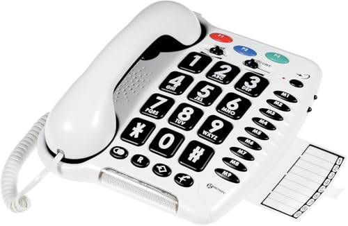 Geemarc CL100 - Téléphone Filaire à Gros Boutons avec Volume de Réception Amplifié, Sonnerie Puissante et Touches Mémoire pour Séniors - Perte Auditive Faible ou Moyenne - Version FR