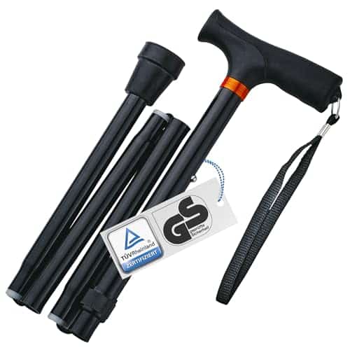 Weinberger Canne de Marche télescopique, Stable, Pliable, réglable en Hauteur, antidérapante, Confortable, Seulement 420 grammes, Max. 136 kg, 48748, Noire